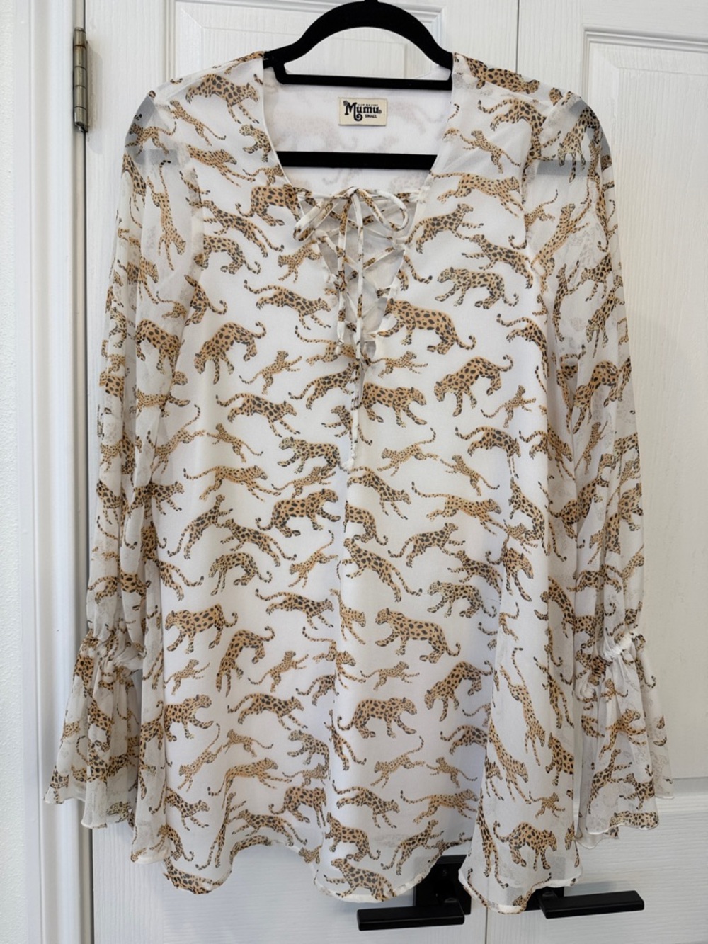 Show Me Your Mumu Leopard Print Lace Up Blouse Animal Print Top Size S*